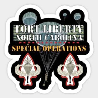 Fort Liberty North Carolina - Special Operations - Front Gate Emblem w 3 Parachutes X 300 Sticker